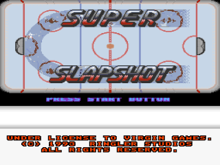 Super Slap Shot title screen for Super Nintendo